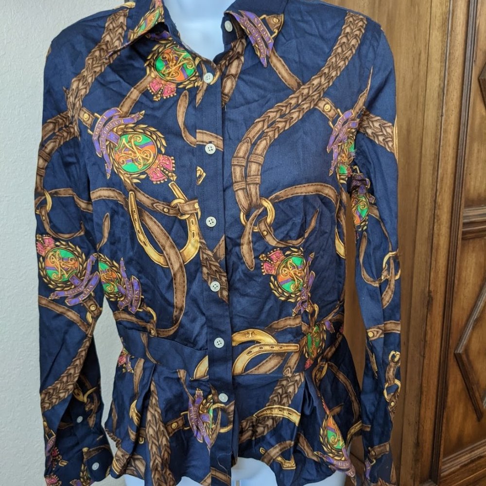 ***last chance, donating*** Lauren Ralph Lauren peplum equestrian collar shirt